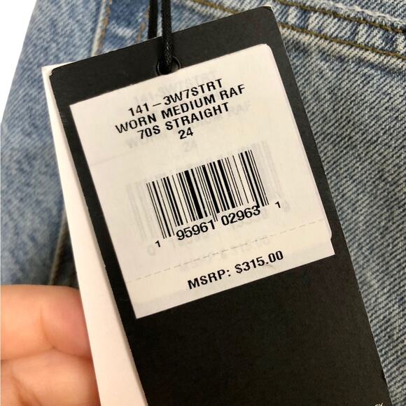 Re/Done 70's Straight Rise Rise Rigid Distressed Jeans Size 24 - Picture 4 of 9